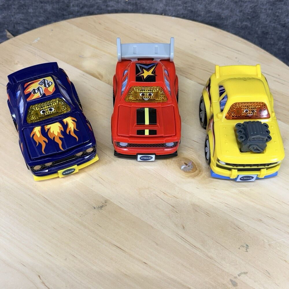 3 VTech Go! Go! Smart Wheels cars,including A Reeves Up Race Car All Working